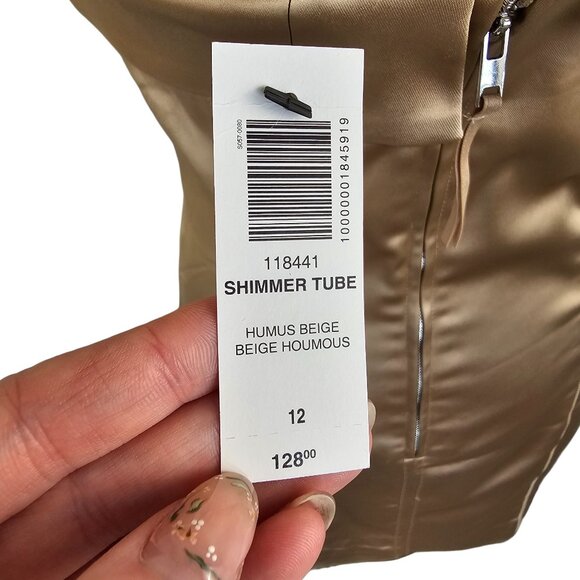 Ten NWT Aritzia Shimmer Satin Tube Dress Satin Look and Silk Feel Sz 12 - Picture 15 of 16